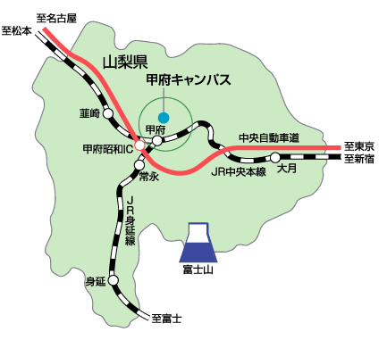 山梨県アクセスマップ